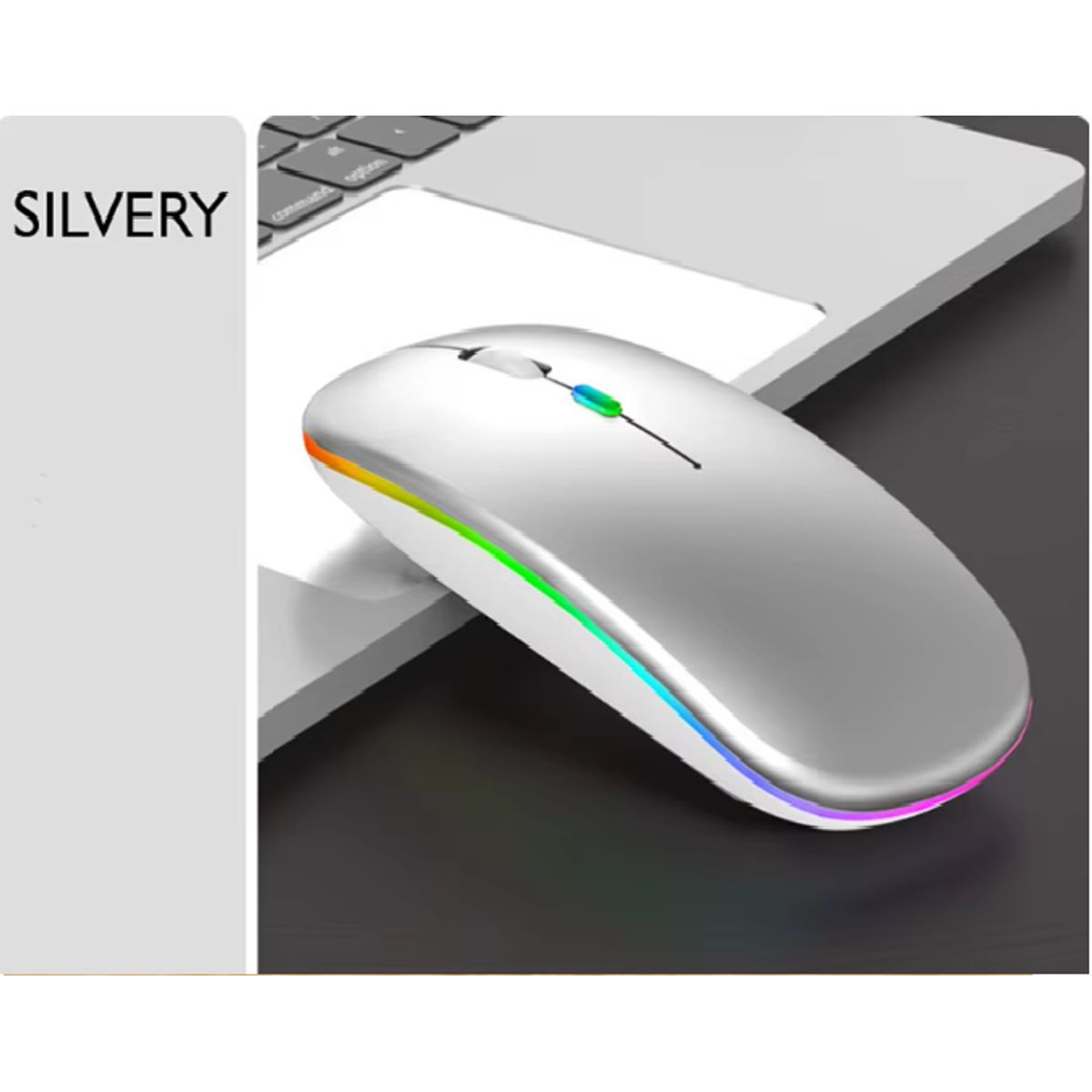 GENERICO - MOUSE RECARGABLE BLUETOOTH INALAMBRICO SILVER