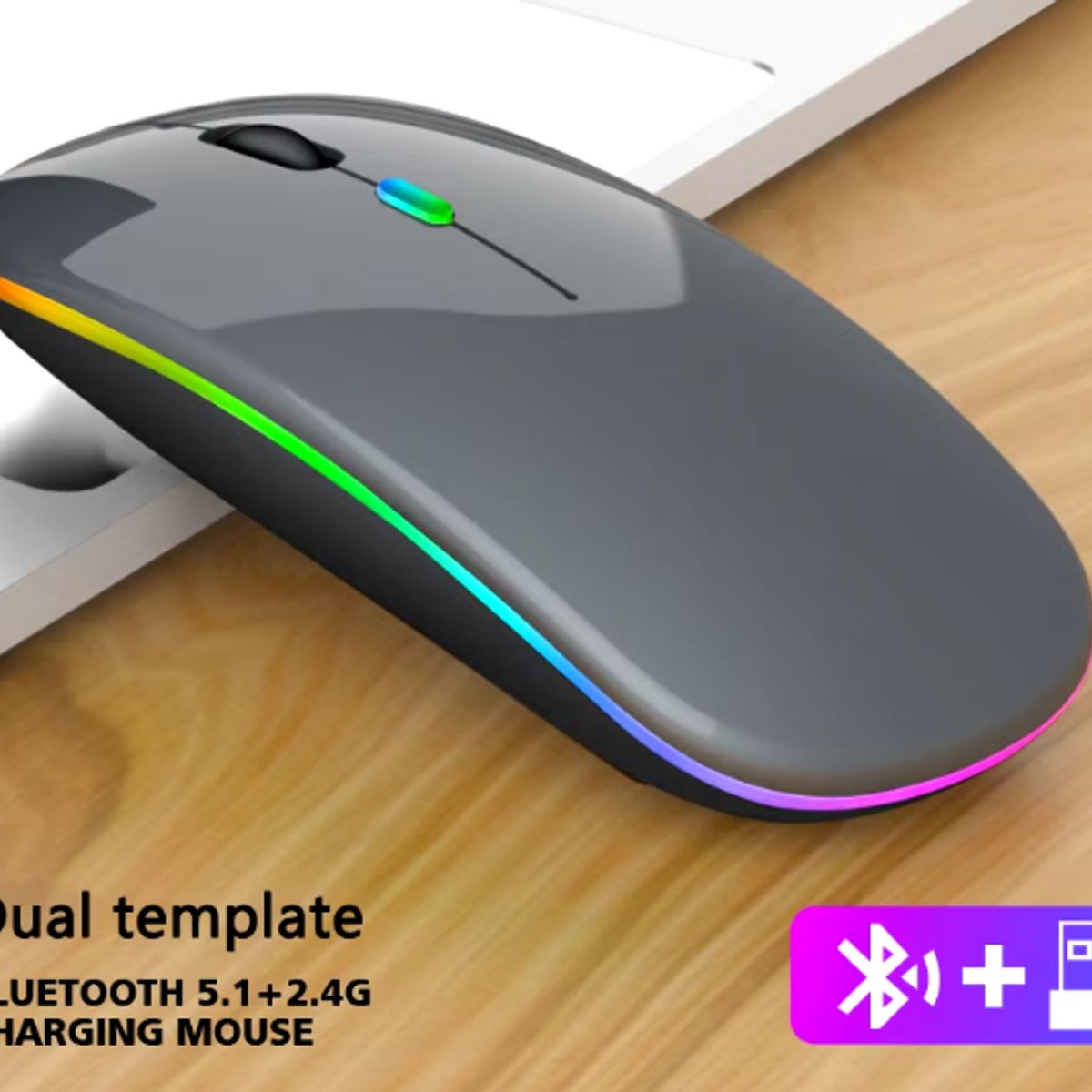 GENERICO - MOUSE RECARGABLE BLUETOOTH INALAMBRICO GRIS