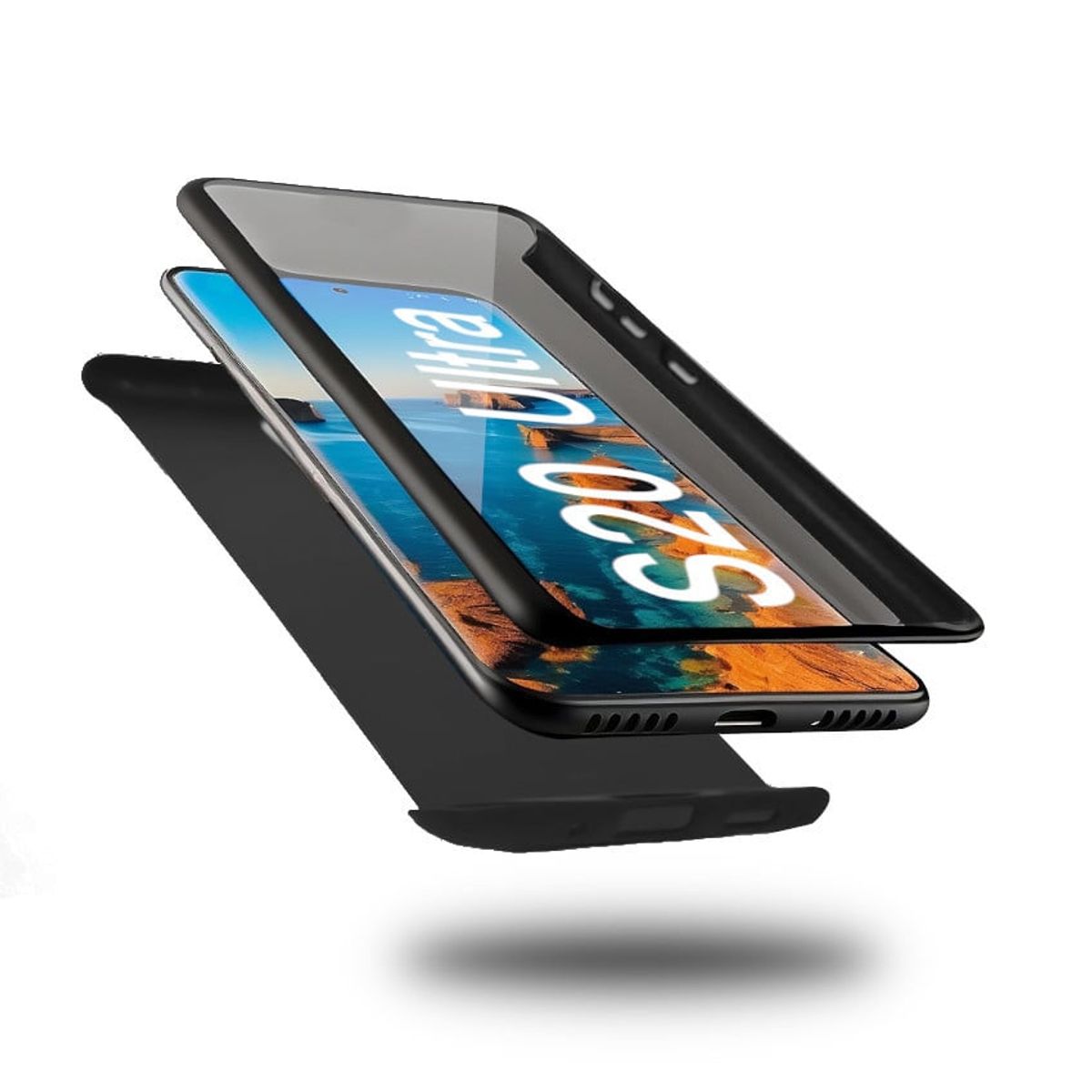 GENERICO - Protector 360 Case + Mica Funda Samsung S20 Ultra negro