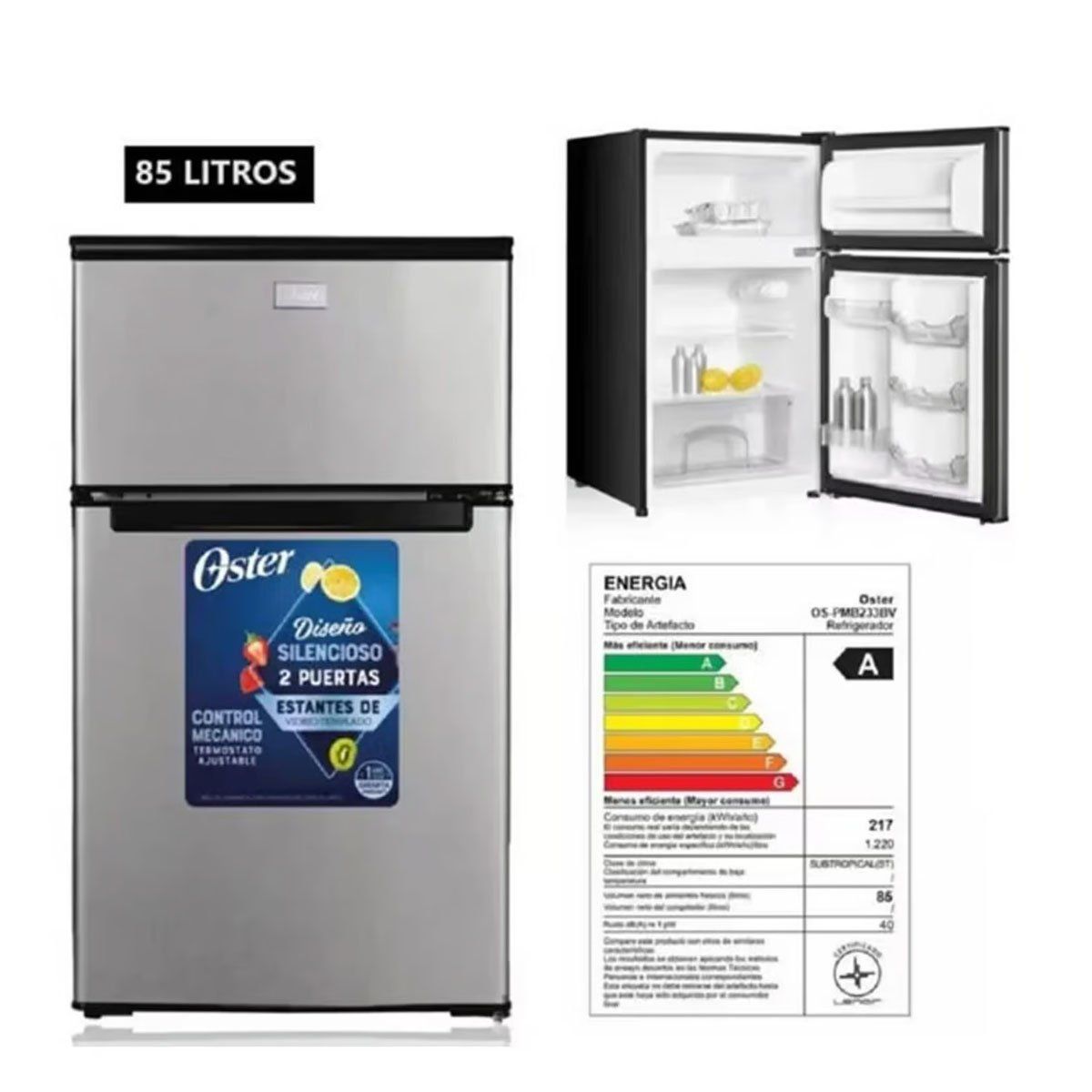 OSTER - Frigobar OSTER 85L OS-PMB233BV Silver