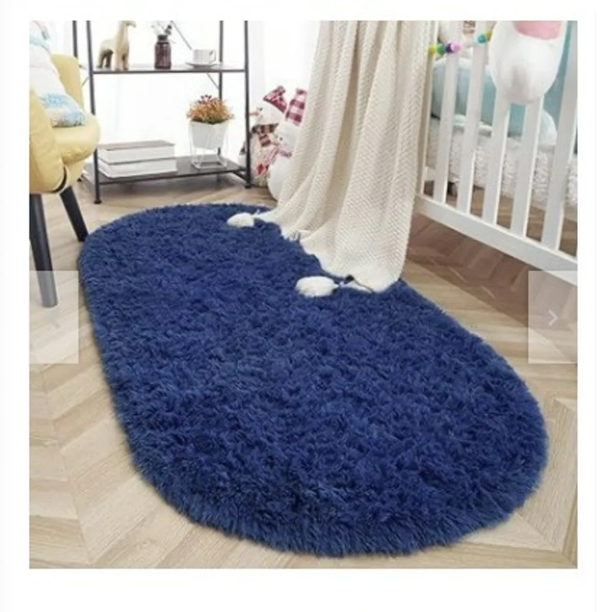 GENERICO - Alfombra ovalada felpa1,50 x 50 cm color azul marino