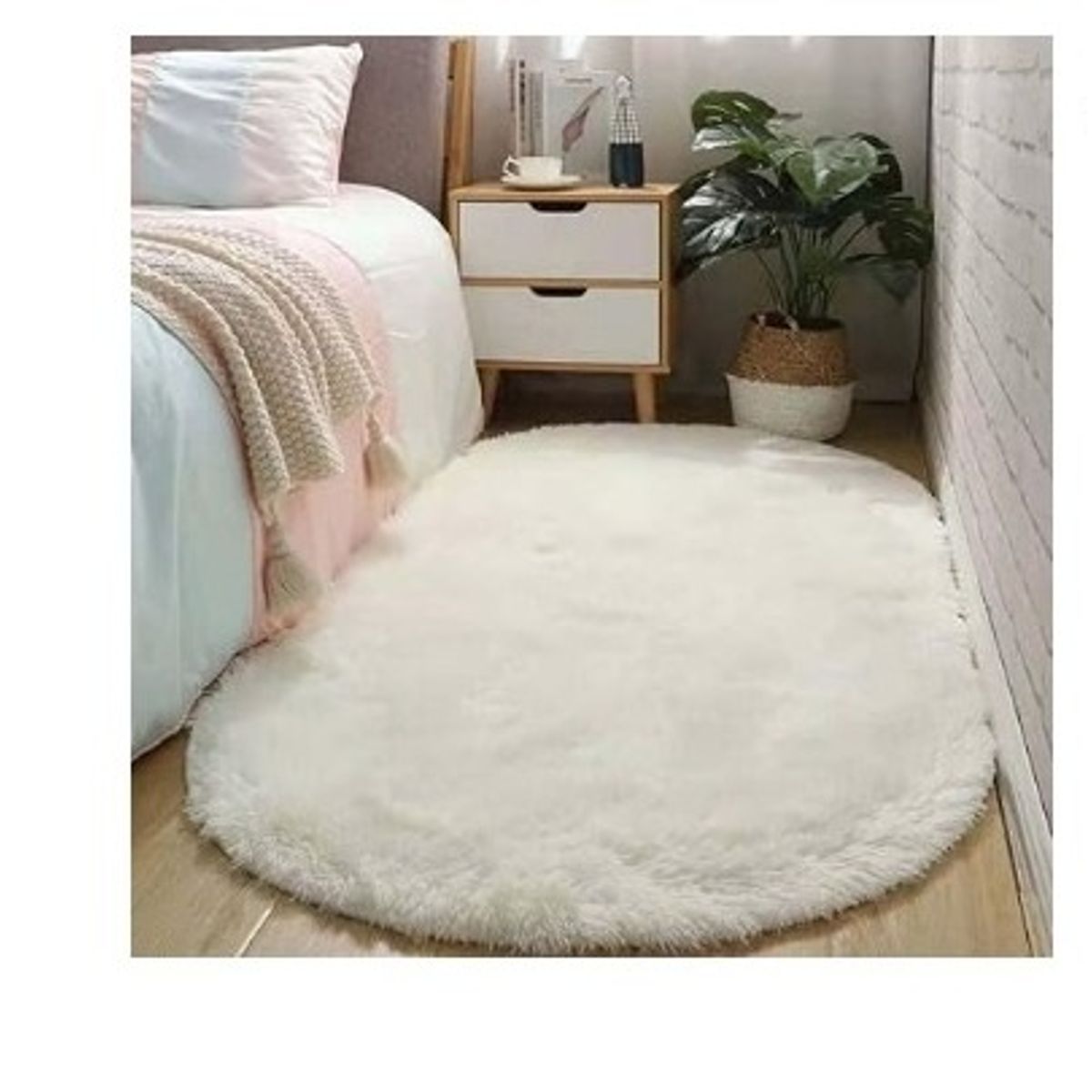 GENERICO - Alfombra ovalada felpa1,50 x 50 cm color blanco