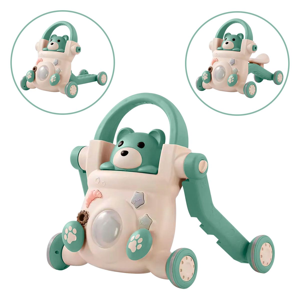 BUYPAL - Andador Multifuncional 4 en 1 con Luz y Música Verde