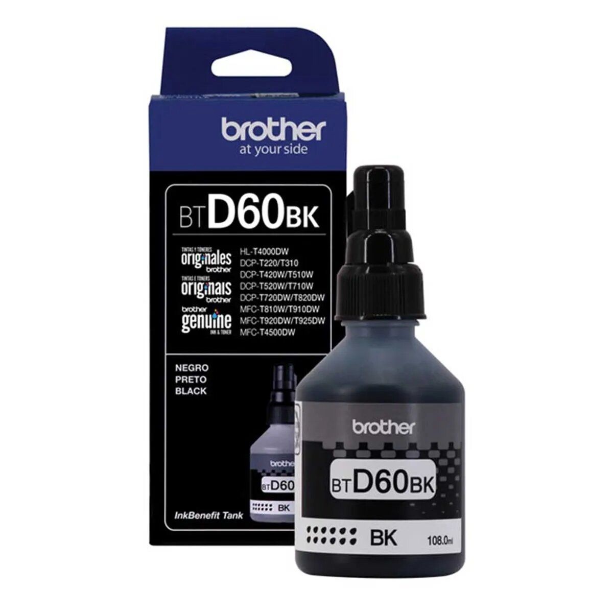 BROTHER - Botella de Tinta Brother BTD60BK Negro rinde 6500 páginas