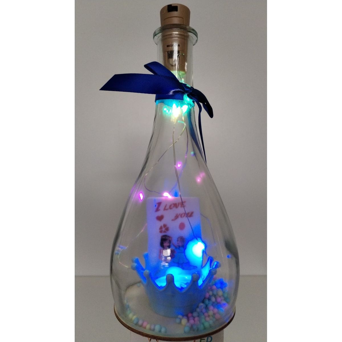 GENERICO - BOTELLA DE SAN VALENTIN  AMISTAD CON LUZ LED INTERNAS