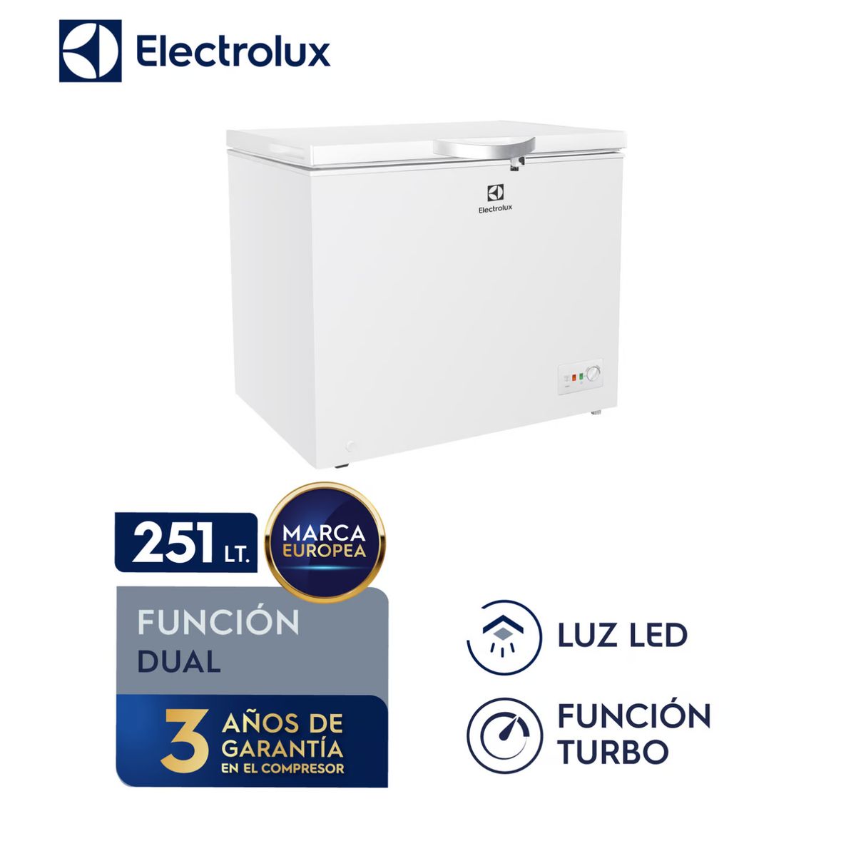 ELECTROLUX - Congelador Horizontal Electrolux 251L Blanco EFCC25C2HUW