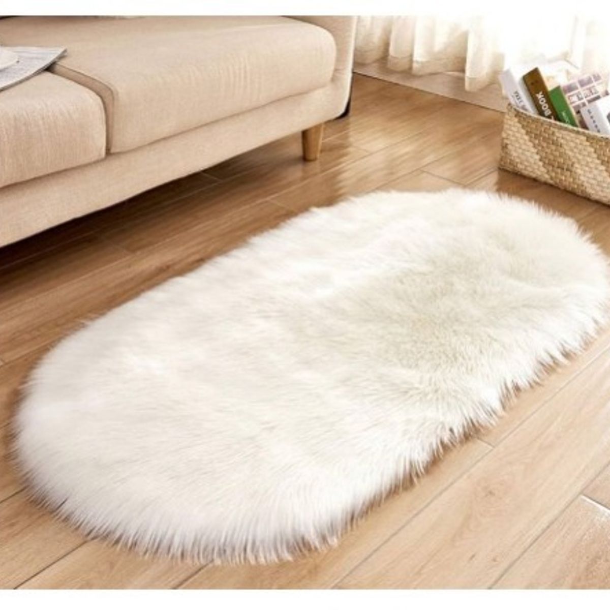 GENERICO - Alfombra ovalada felpa1,50 x 50 cm color perla