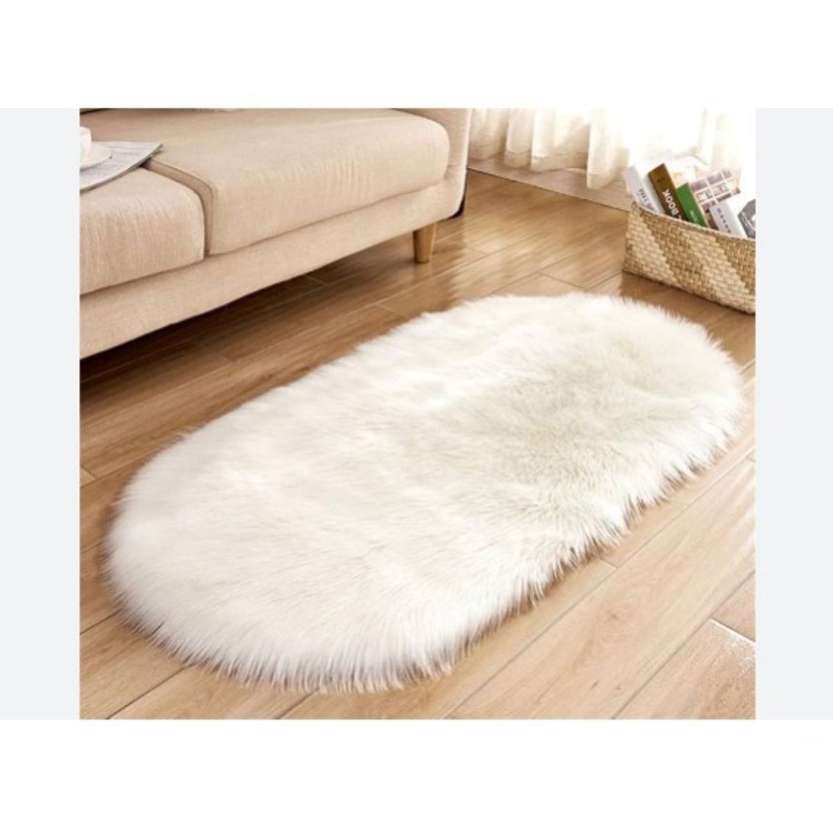 GENERICO - Alfombra ovalada felpa1,50 x 50 cm color perla