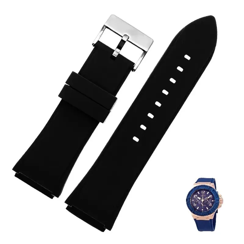 GENERICO - Correa Silicona para Reloj GUESS W0247G3 - W0040G3 - W0040G7 - Negro