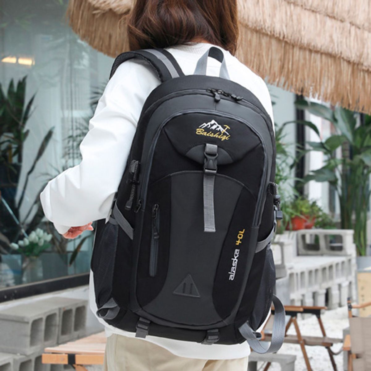 GENERICO - Mochila de camping trekking  Negra 40L - Resistente