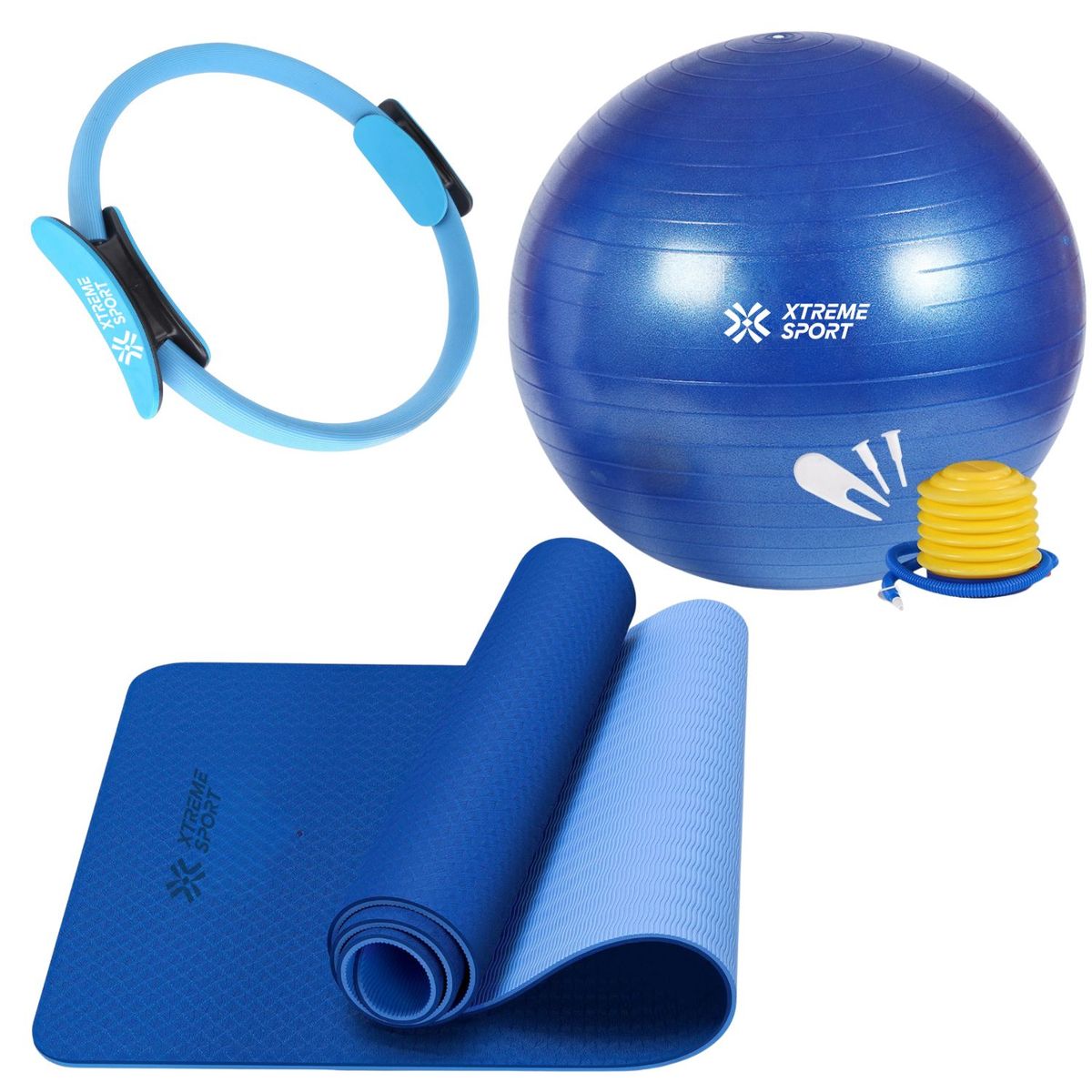 XTREME SPORT - Set Mat de Yoga 4mm + Pelota de Yoga 75cm + Aro de Pilates