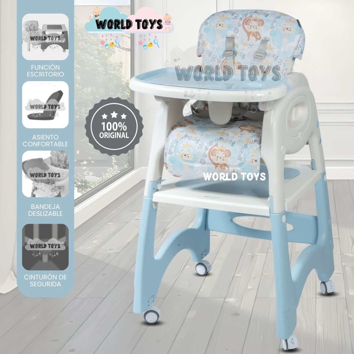 BABY - Silla de Comer «CHAIRMAN» Light Blue