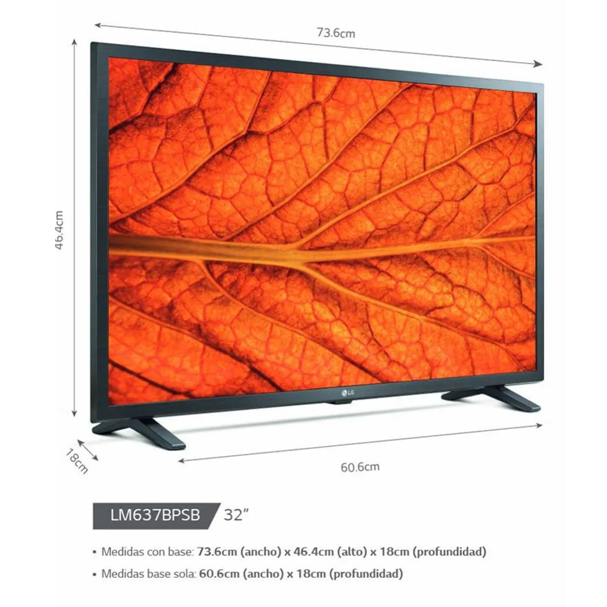 LG - Televisor LG 32 Smart TV HD LED AI ThinQ 32LM637BPSB