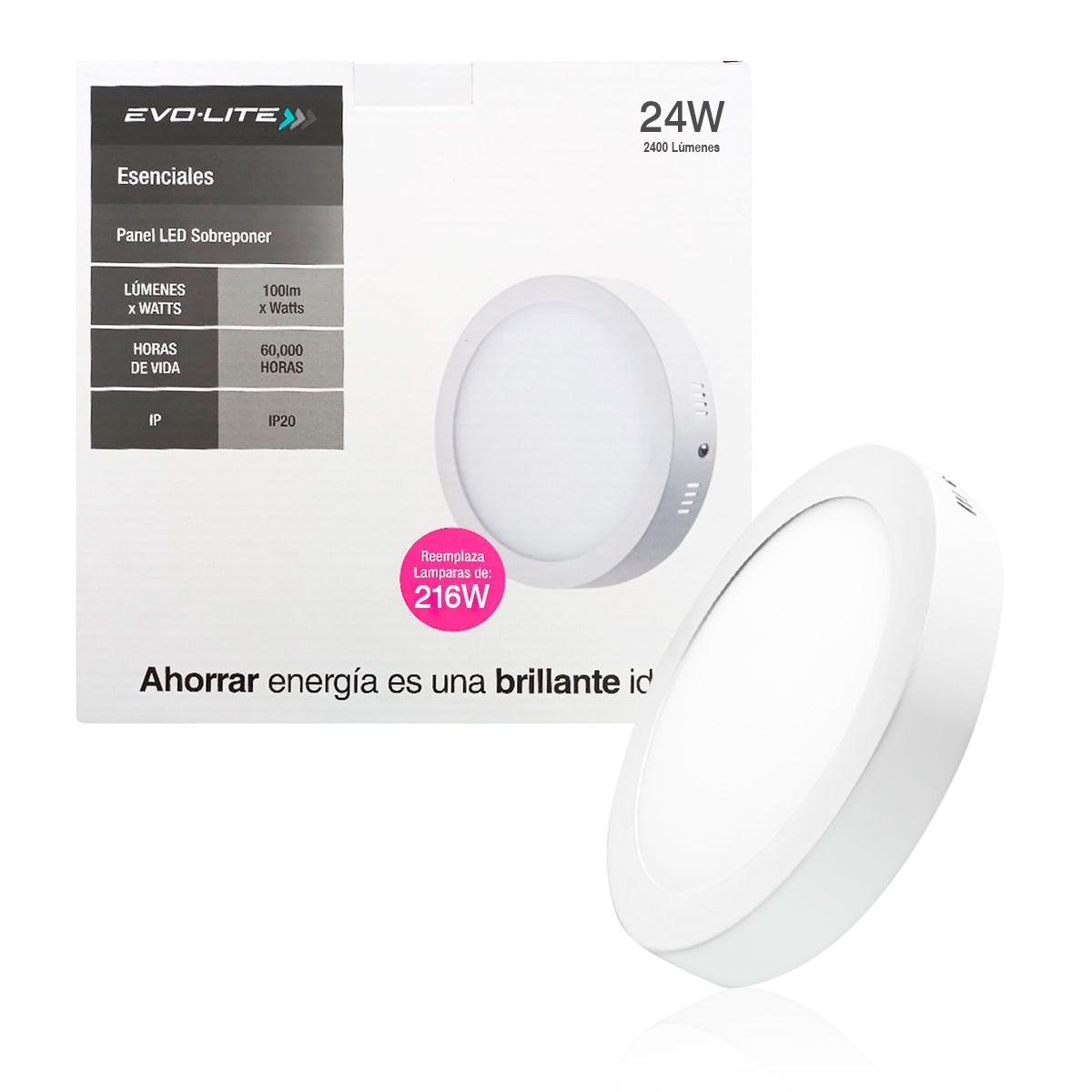 EVOLITE - Plafon led panel 24w redondo sobreponer evolite DIA