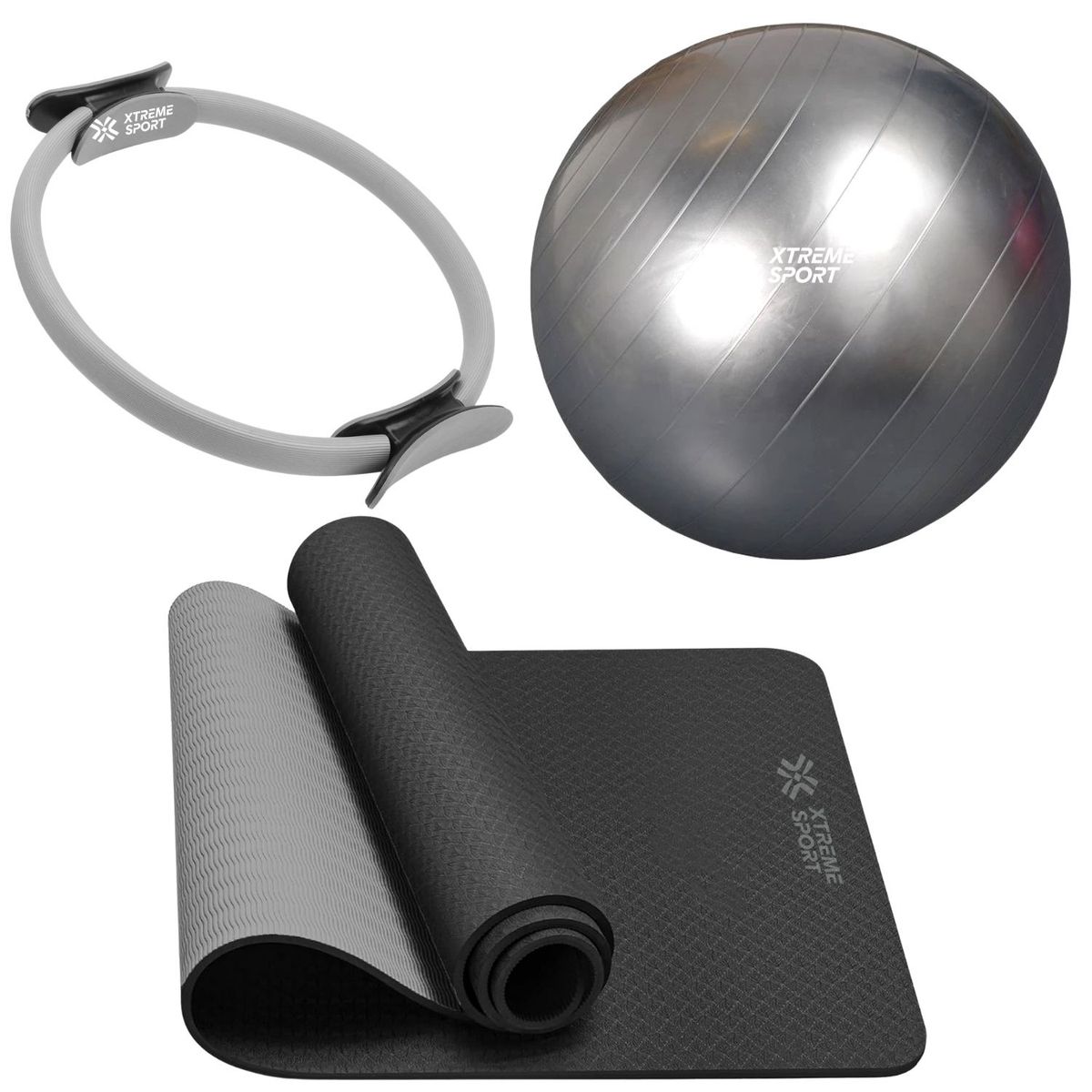 XTREME SPORT - Set Mat de Yoga 4mm + Pelota de Yoga 55cm + Aro de Pilates