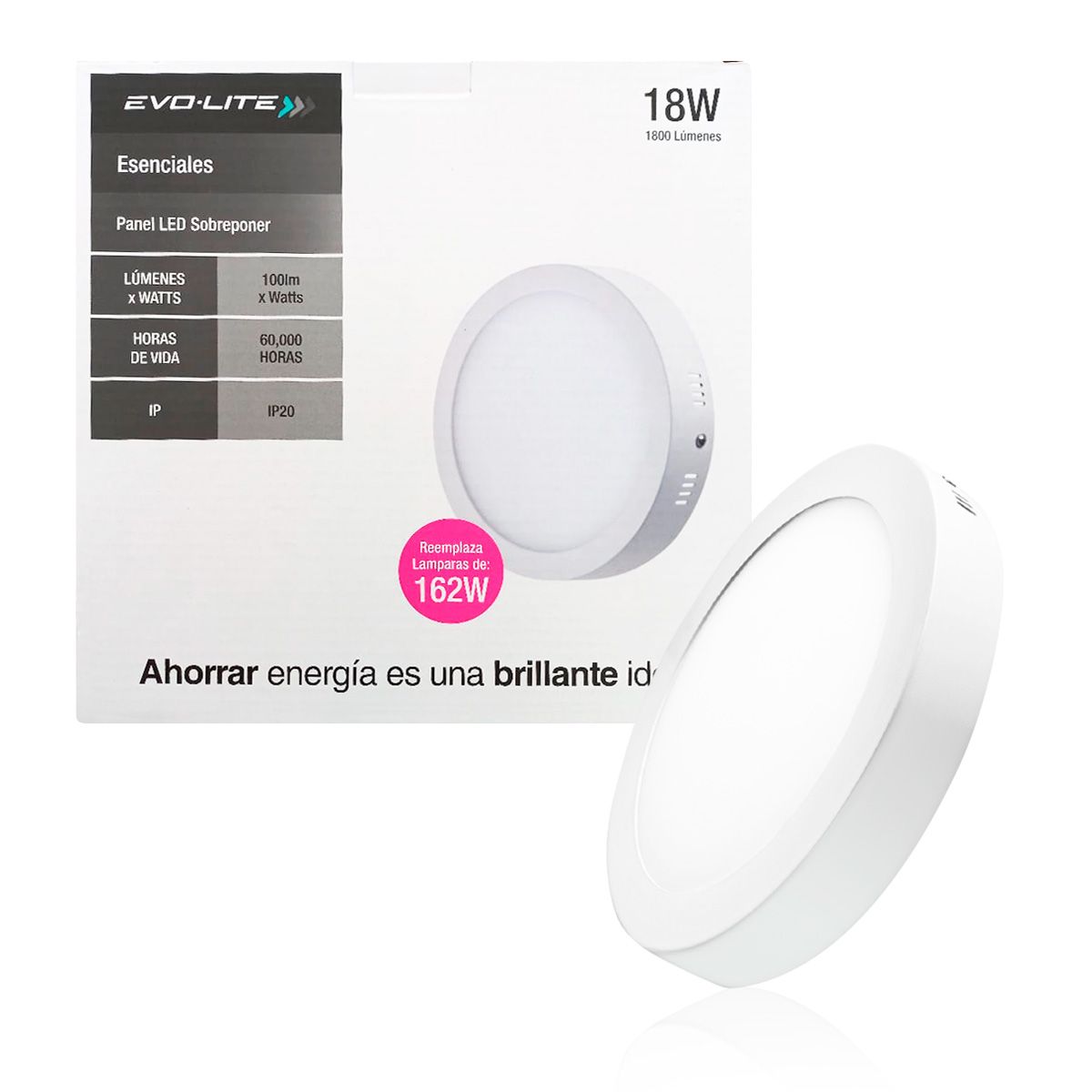 EVOLITE - Plafon led panel 18w redondo sobreponer evolite DIA