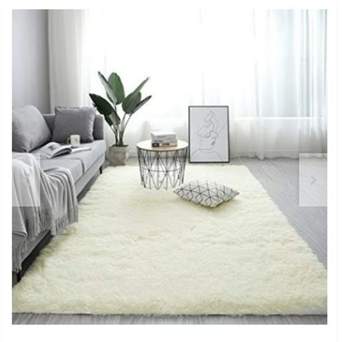 GENERICO - Alfombra Rectangular peluche pelo largo 1.60 x 2.00m perla