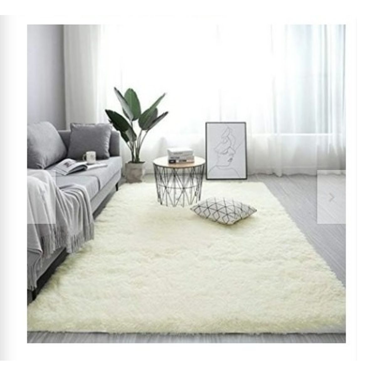 GENERICO - Alfombra Rectangular peluche pelo largo 1.60 x 2.00m perla