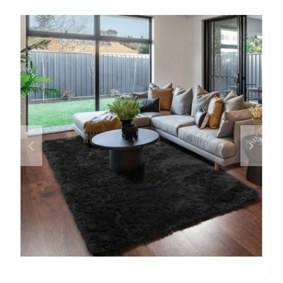 GENERICO - Alfombra Rectangular peluche pelo largo 1.60 x 2.00m Negro