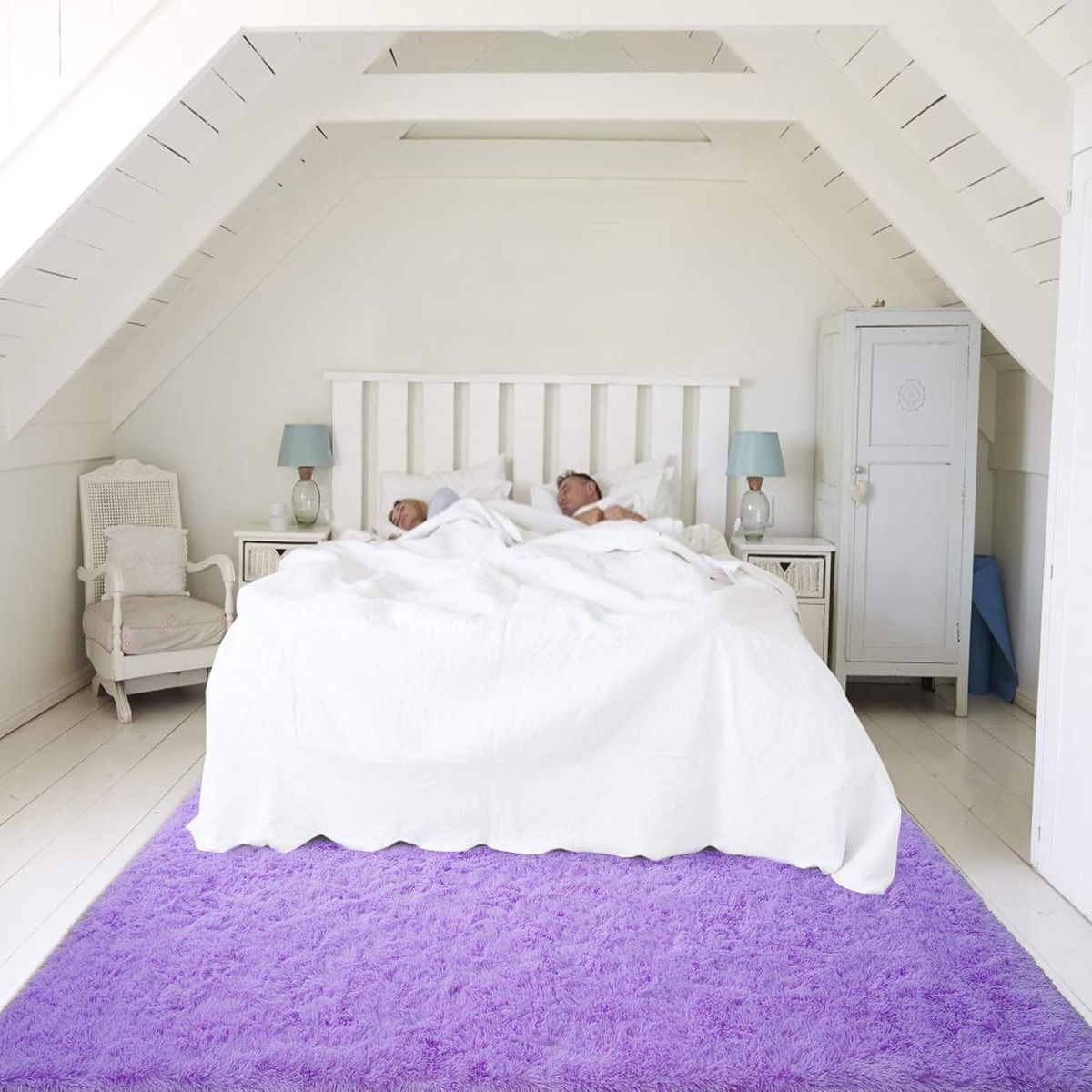 GENERICO - Alfombra Rectangular peluche pelo largo 1.60 x 2.00m lila