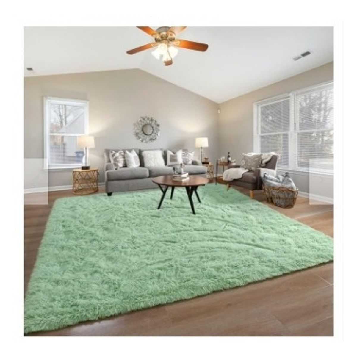 GENERICO - Alfombra Rectangular peluche pelo largo 1.60 x 2.00m verde pistacho