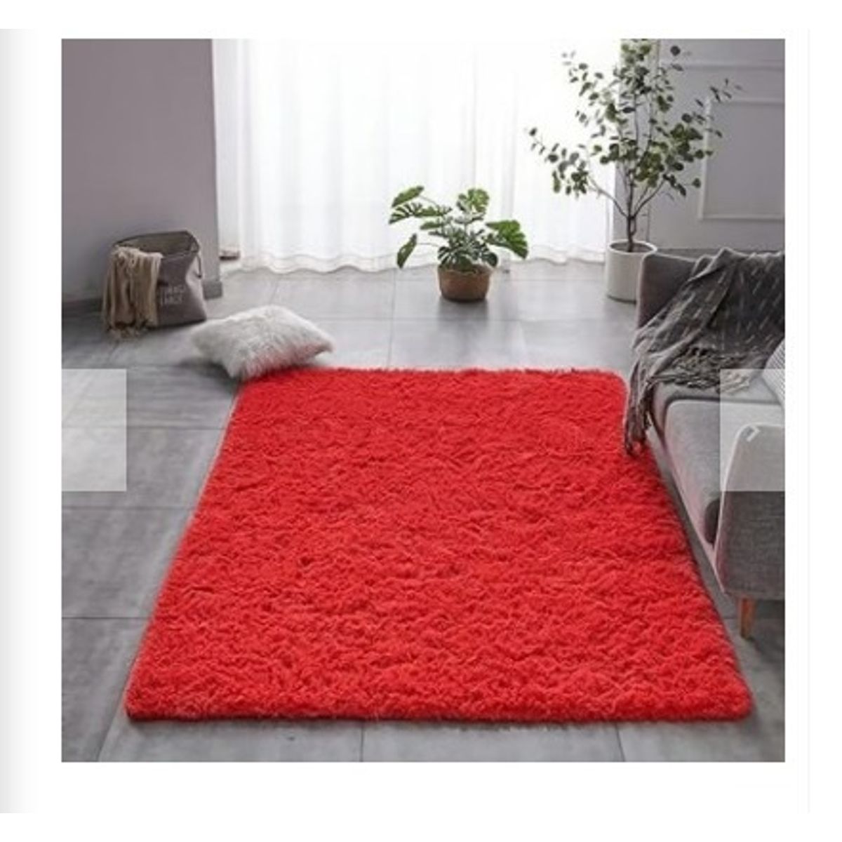 GENERICO - Alfombra Rectangular peluche pelo largo 1.60 x 2.00m rojo