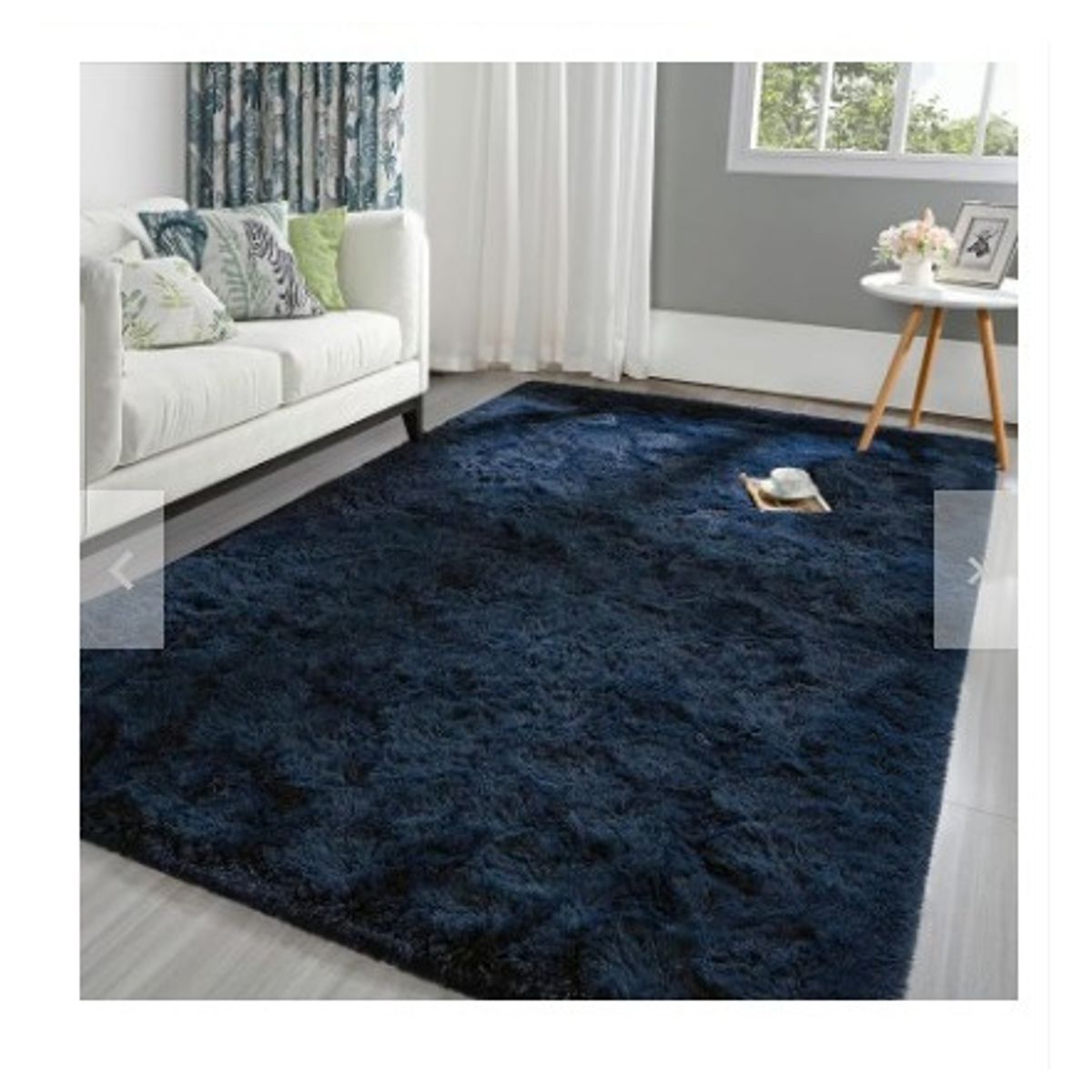 GENERICO - Alfombra Rectangular peluche pelo largo 1.60 x 2.00m azul marino