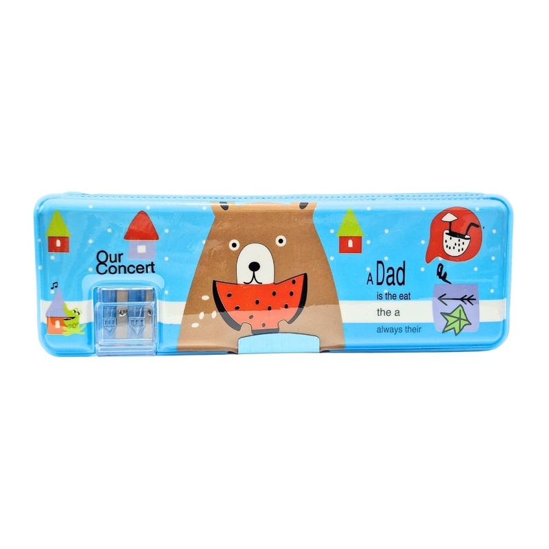 GENERICO - Cartuchera Kawai Oso Sandia Celeste Imantada con Tajador
