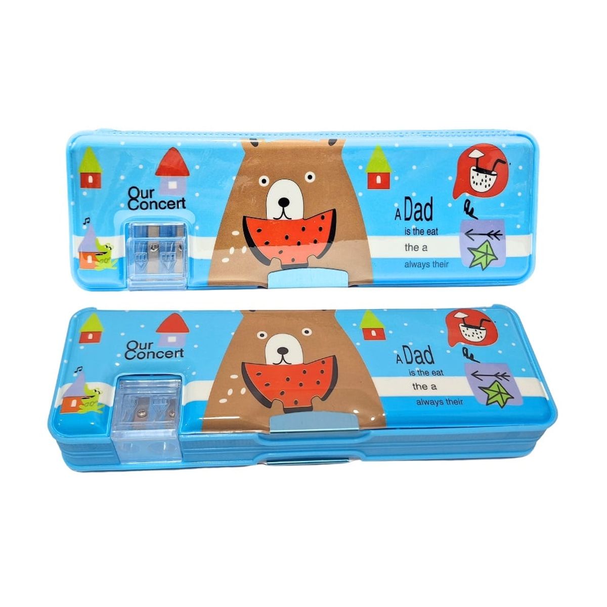 GENERICO - Cartuchera Kawai Oso Sandia Celeste Imantada con Tajador