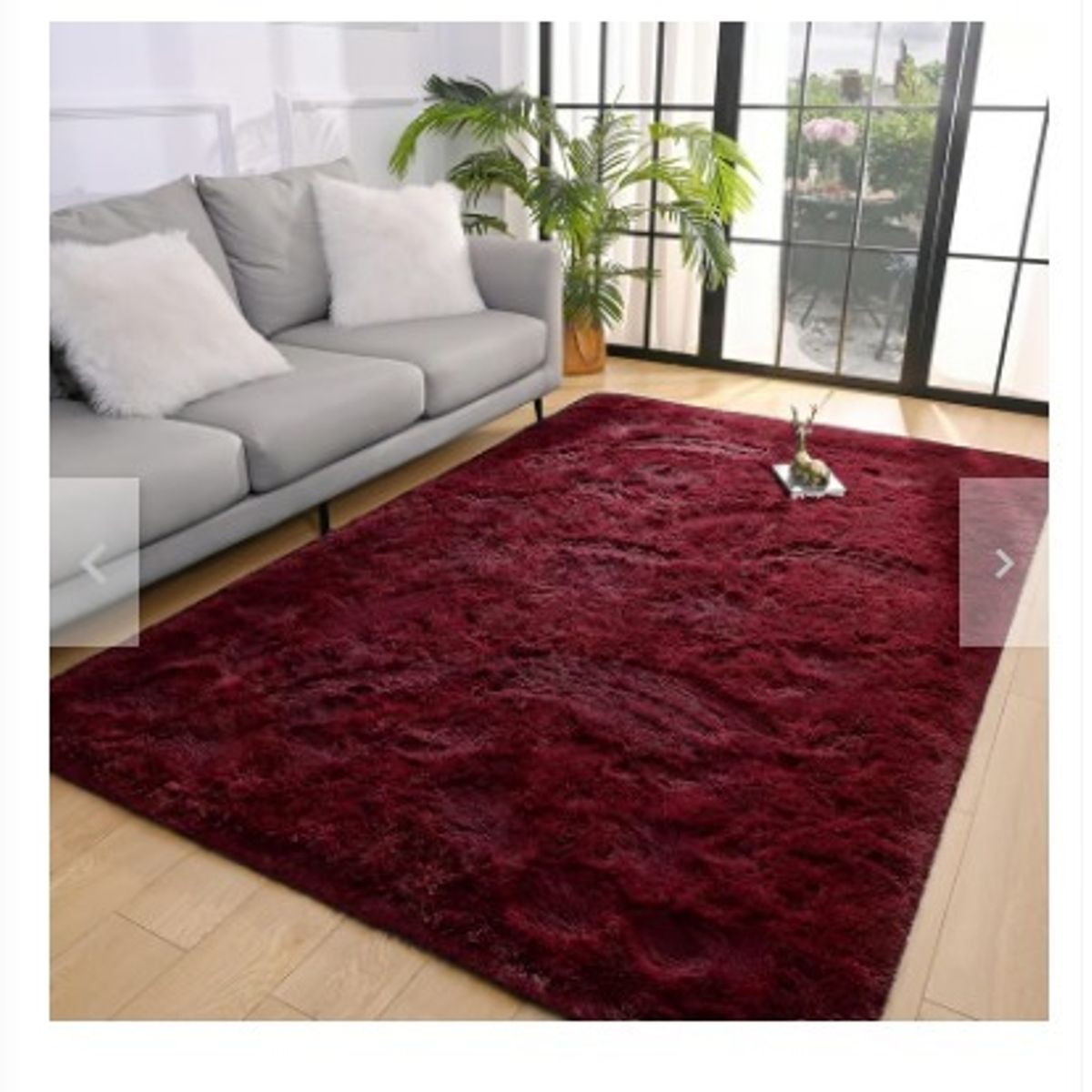 GENERICO - Alfombra Rectangular peluche pelo largo 1.60 x 2.00m vino tinto
