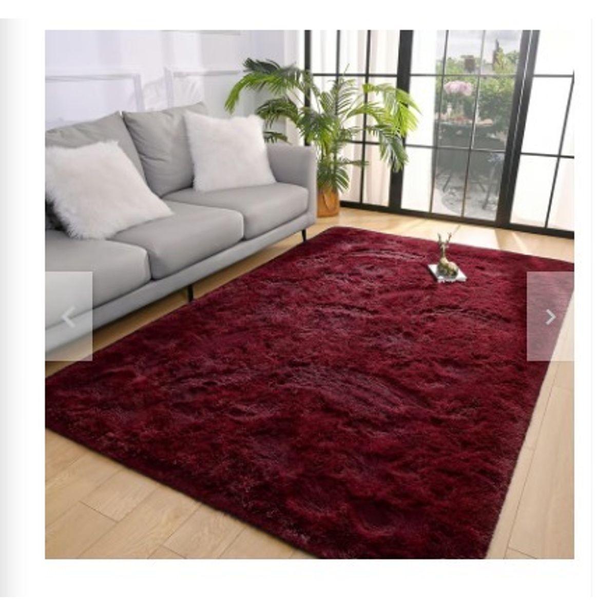 GENERICO - Alfombra Rectangular peluche pelo largo 1.60 x 2.00m vino tinto