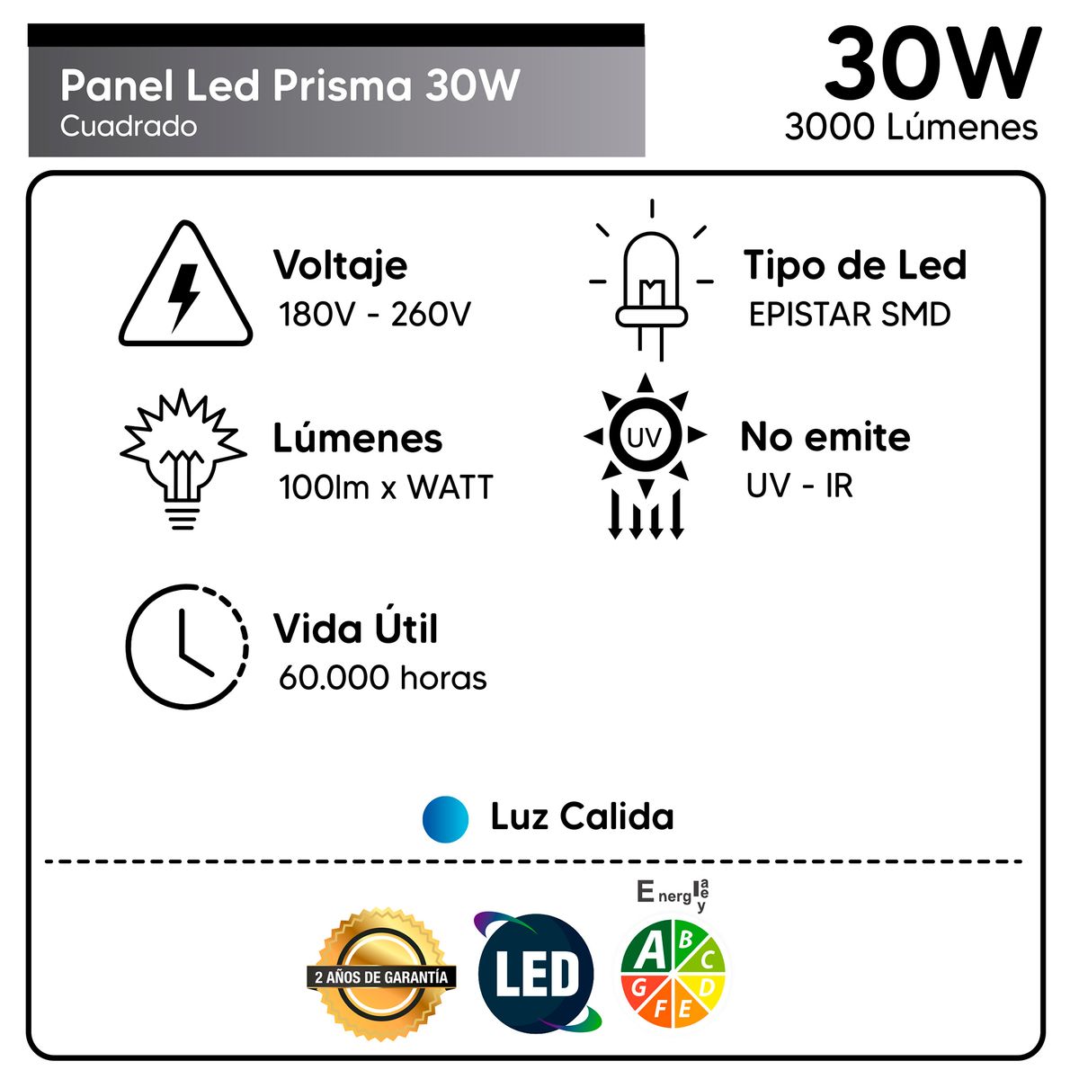 EVOLITE - Plafon prisma redondo 30w luz cálida
