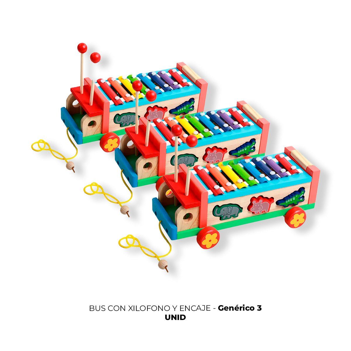 GENERICO - 3 UNID BUS CON XILOFONO Y ENCAJE