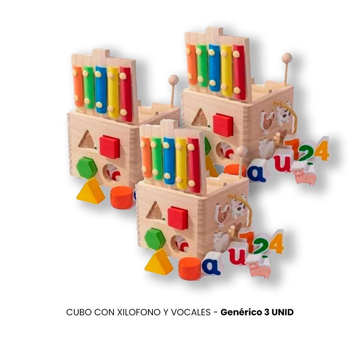 GENERICO - 3 UNID CUBO CON XILOFONO Y VOCALES