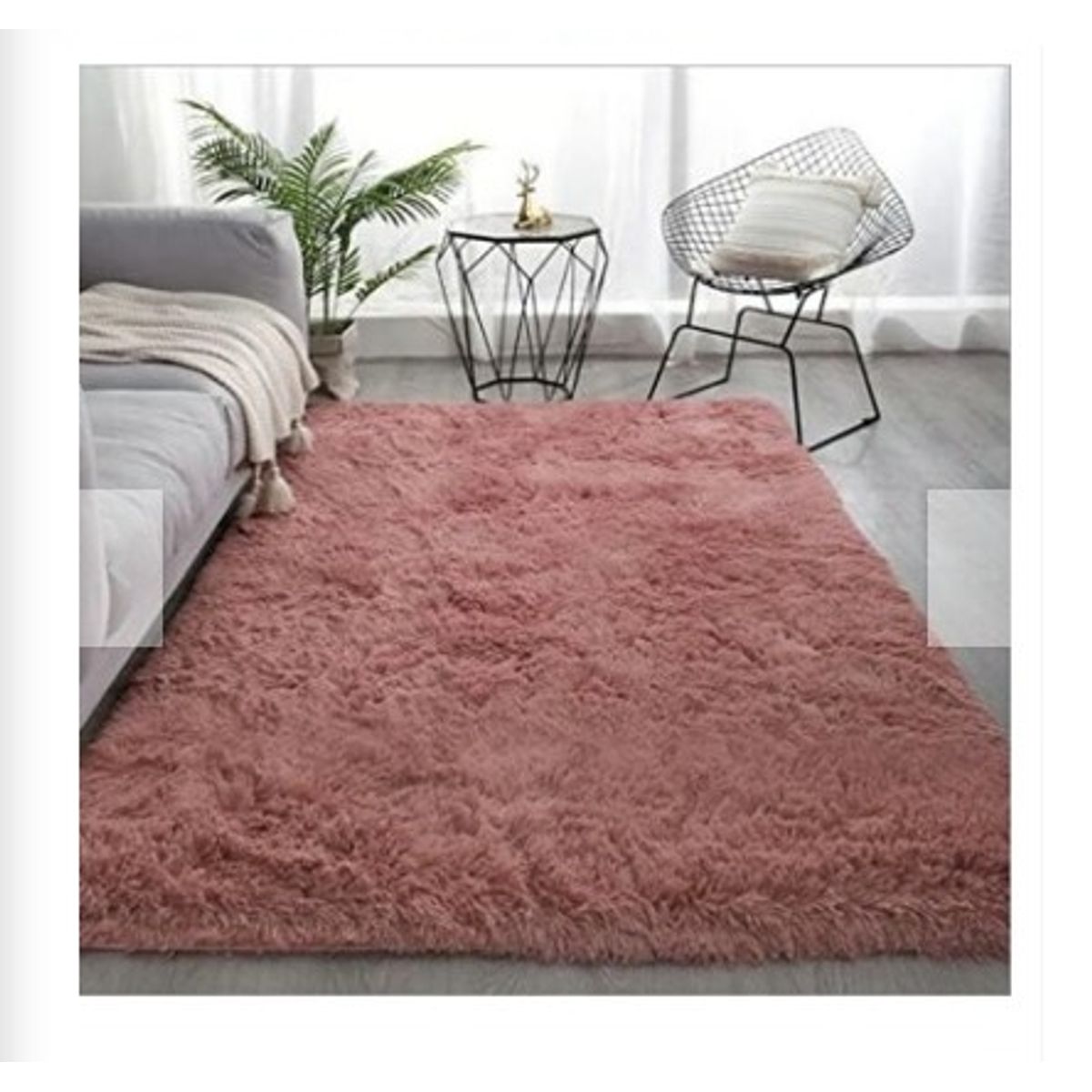 GENERICO - Alfombra Rectangular peluche pelo largo 1.60 x 2.00m palo rosa