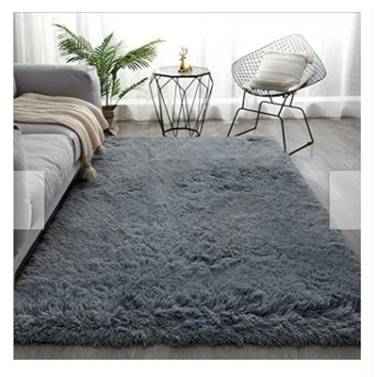GENERICO - Alfombra Rectangular peluche pelo largo 1.60 x 2.00m gris