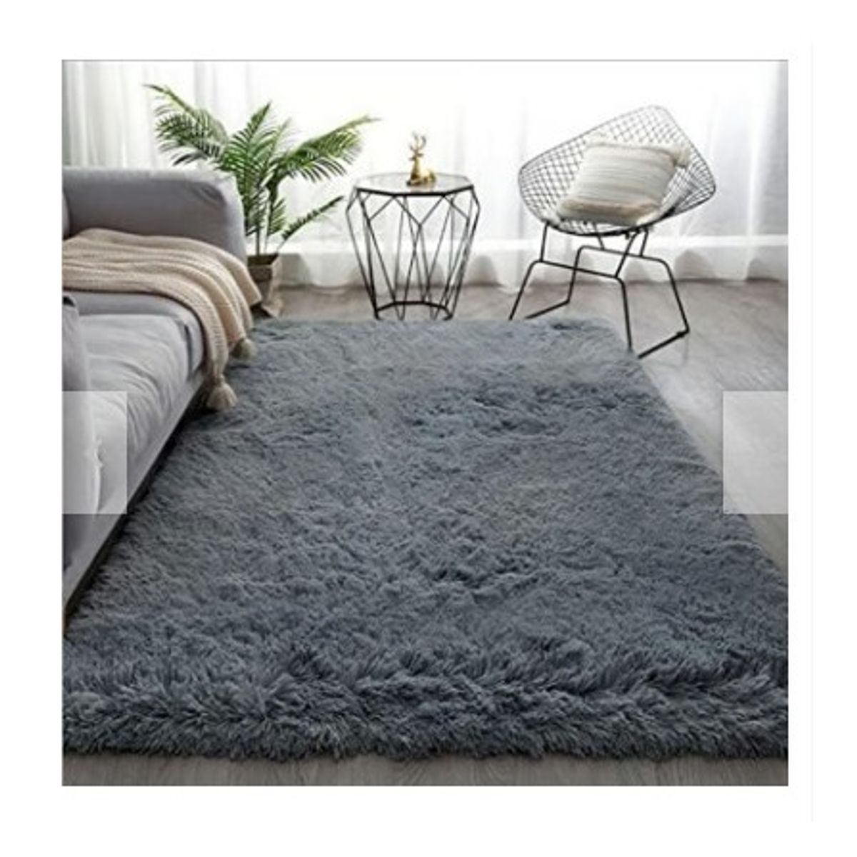 GENERICO - Alfombra Rectangular peluche pelo largo 1.60 x 2.00m gris