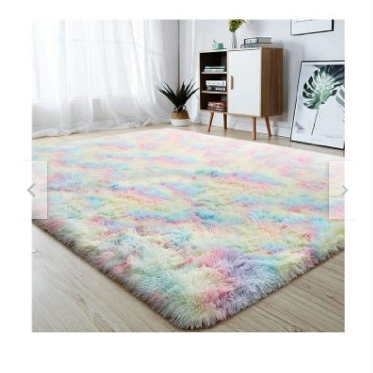 GENERICO - Alfombra Rectangular peluche pelo largo 1.60 x 2.00m arco iris