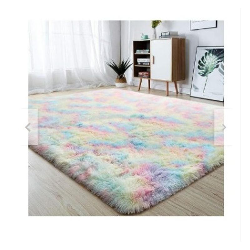 GENERICO - Alfombra Rectangular peluche pelo largo 1.60 x 2.00m arco iris