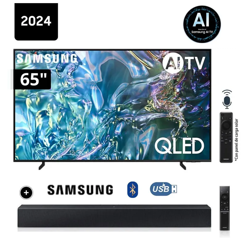 SAMSUNG - combo televisor Samsung QLED Tizen OS Smart Tv 65 4K QN65Q60DAGXPE+ Soundbar HW C400