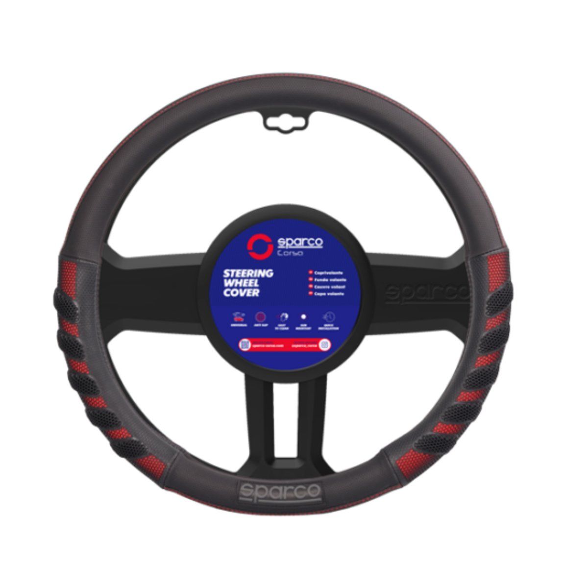 SPARCO - Cubre Volante Negro-Rojo para Auto SPS101RD