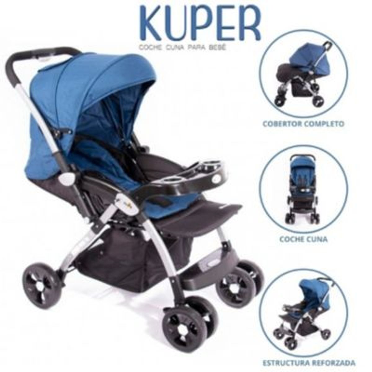 GENERICO - Ebaby coche de paseo Kuper  EB1143-1 con Bandeja AZUL