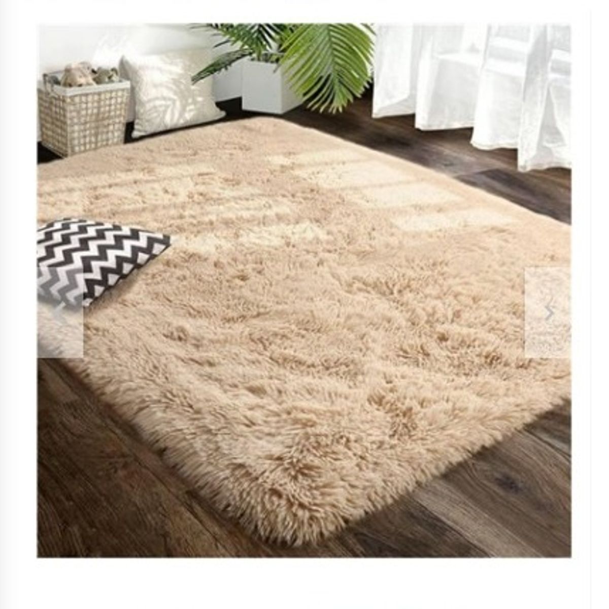GENERICO - Alfombra Rectangular peluche pelo largo 1.60 x 2.00m beige