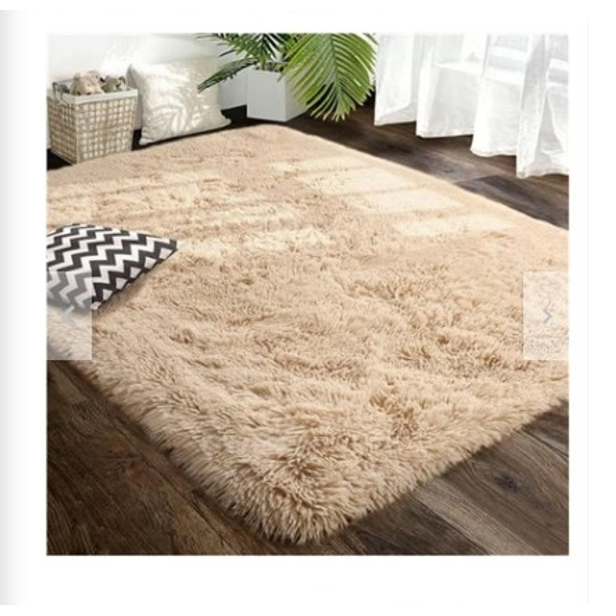 GENERICO - Alfombra Rectangular peluche pelo largo 1.60 x 2.00m beige