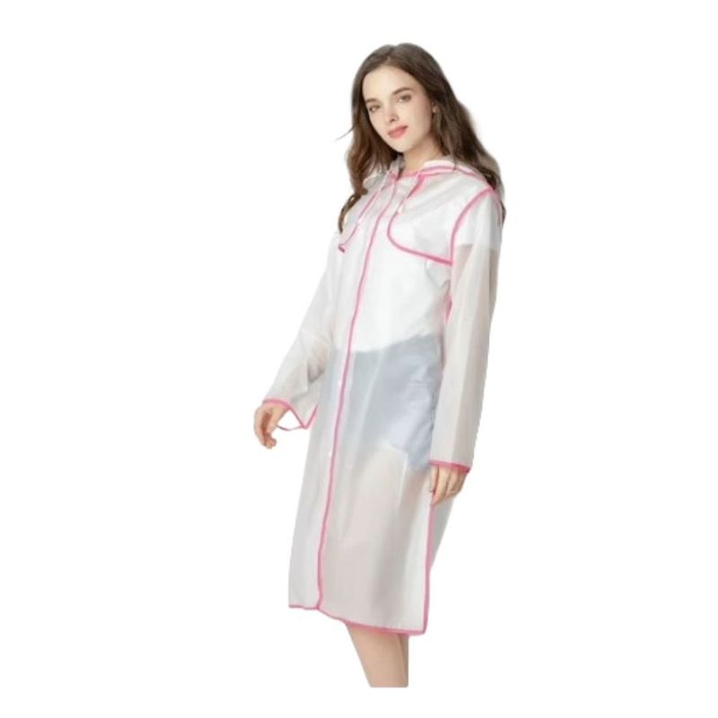 GENERICO - IMPERMEABLE TRENDY ADULTO BLANCO CON RIBETE DE COLOR