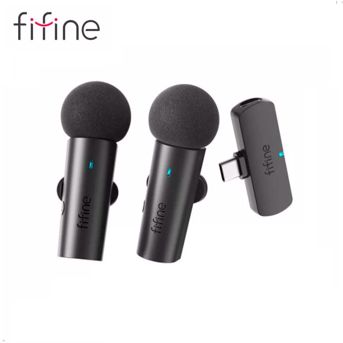 FIFINE - Fifine - Micrófono Lavalier M8 Wireless Type C Omnidireccional
