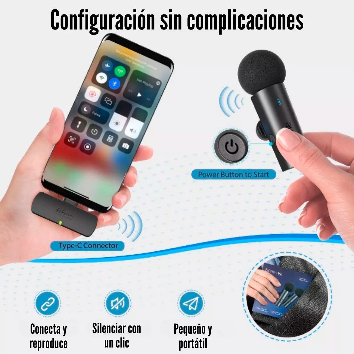 FIFINE - Fifine - Micrófono Lavalier M8 Wireless Type C Omnidireccional