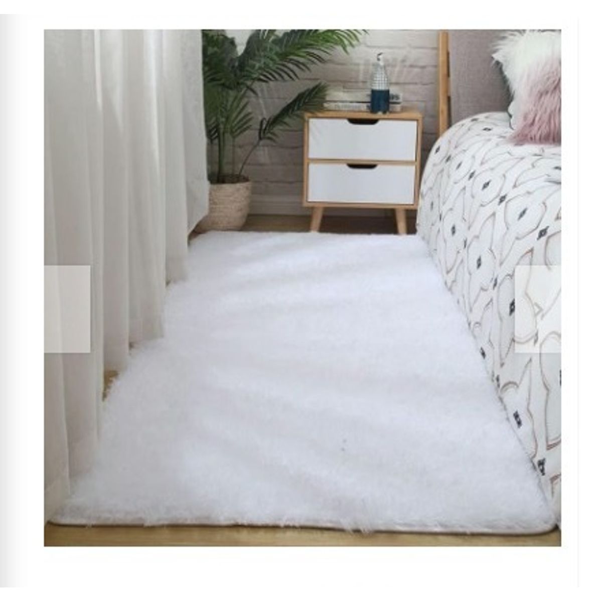 GENERICO - Alfombra Rectangular peluche pelo largo 1.60 x 2.00m blanco