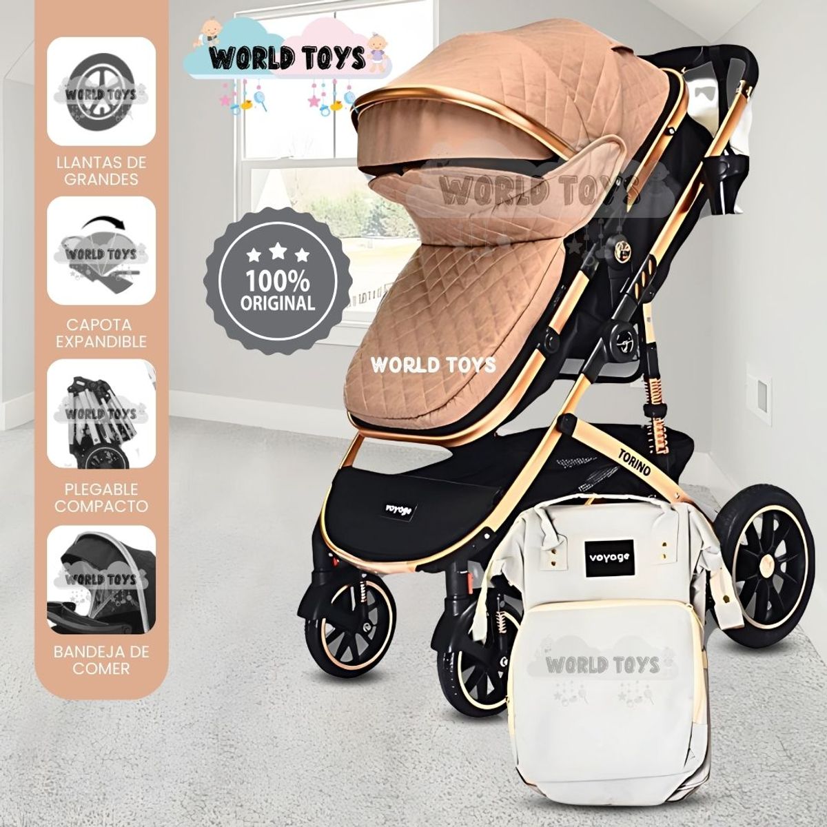 BABY - Coche Paseo Maleta «THORINE» Melón
