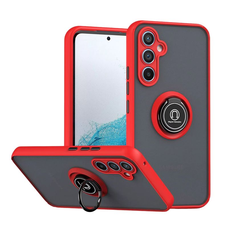 GENERICO - Funda Case para SAMSUNG A55 5G ROJO Ahumado C Anillo Antishock